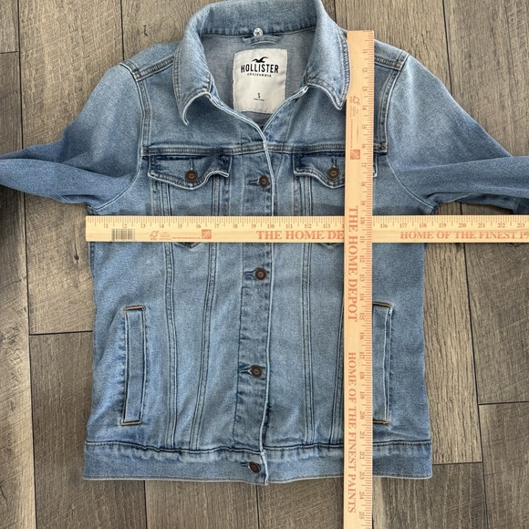 Y2K Hollister Jean Jacket Light Wash Blue Denim Embroidered Buttons Womens Small - Picture 4 of 7